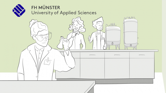 Getekende animatie voor de hogeschool universiteit van Munster getekend door livetekenaar