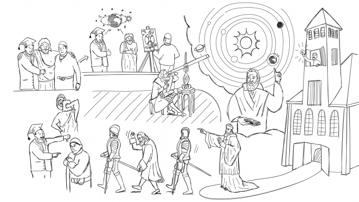 Educatieve whiteboard uitlegvideo over filosofie, geschiedenis en Galileo